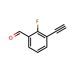 Chemical structure of 3-ethynyl-2-fluorobenzaldehyde , CAS 1851952-10-7, AChemBlock U130282
