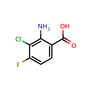 Chemical structure of 2-Amino-3-chloro-4-fluorobenzoic acid , CAS 1855799-43-7, AChemBlock U130286