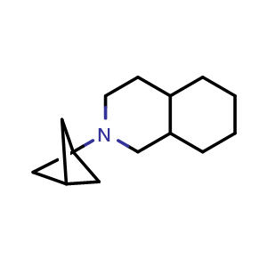 Chemical structure of 2-(bicyclo[1.1.1]pentan-1-yl)decahydroisoquinoline , CAS 1862201-56-6, AChemBlock U130289
