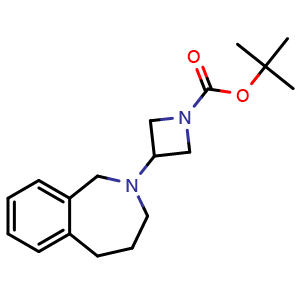 Chemical structure of tert-butyl 3-(1,3,4,5-tetrahydro-2H-benzo[c]azepin-2-yl)azetidine-1-carboxylate , CAS 1862201-81-7, AChemBlock U130294