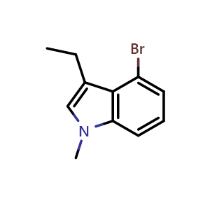 Chemical structure of 4-bromo-3-ethyl-1-methyl-1H-indole , CAS 1889095-59-3, AChemBlock U130316