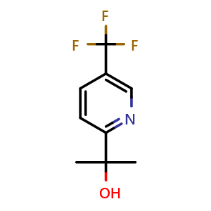 Chemical structure of 2-(5-(trifluoromethyl)pyridin-2-yl)propan-2-ol , CAS 1889153-09-6, AChemBlock U130317
