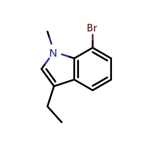 Chemical structure of 7-bromo-3-ethyl-1-methyl-1H-indole , CAS 1895229-52-3, AChemBlock U130336