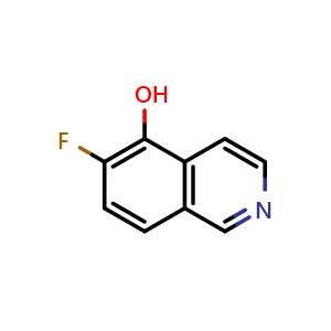 Chemical structure of 6-fluoroisoquinolin-5-ol , CAS 1895260-67-9, AChemBlock U130337