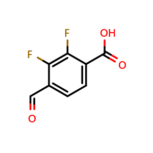 Chemical structure of 2,3-difluoro-4-formylbenzoic acid , CAS 1897016-64-6, AChemBlock U130345