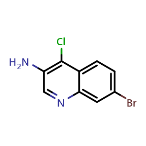 Chemical structure of 7-bromo-4-chloroquinolin-3-amine , CAS 1897737-56-2, AChemBlock U130346