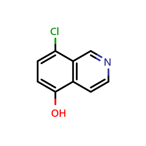 Chemical structure of 8-chloroisoquinolin-5-ol , CAS 1897765-51-3, AChemBlock U130348