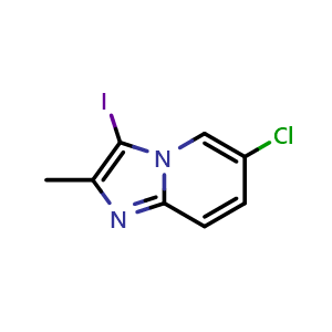 Chemical structure of 6-Chloro-3-iodo-2-methylimidazo[1,2-a]pyridine , CAS 1935106-50-5, AChemBlock U130369