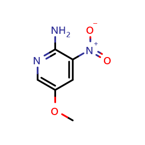 Chemical structure of 5-methoxy-3-nitropyridin-2-amine , CAS 1935255-61-0, AChemBlock U130370