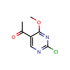 Chemical structure of 1-(2-chloro-4-methoxypyrimidin-5-yl)ethan-1-one , CAS 1935413-03-8, AChemBlock U130374