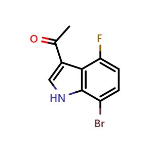 Chemical structure of 1-(7-bromo-4-fluoro-1H-indol-3-yl)ethan-1-one , CAS 1936547-34-0, AChemBlock U130382