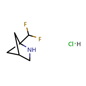 Chemical structure of 1-(difluoromethyl)-2-azabicyclo[2.1.1]hexane hydrochloride , CAS 1955554-13-8, AChemBlock U130395
