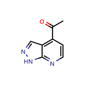 Chemical structure of 1-(1H-pyrazolo[3,4-b]pyridin-4-yl)ethan-1-one , CAS 1956385-45-7, AChemBlock U130402