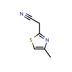 Chemical structure of 2-(4-methylthiazol-2-yl)acetonitrile , CAS 19785-39-8, AChemBlock U130411