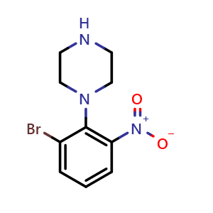 Chemical structure of 1-(2-bromo-6-nitrophenyl)piperazine , CAS 2011361-61-6, AChemBlock U130419