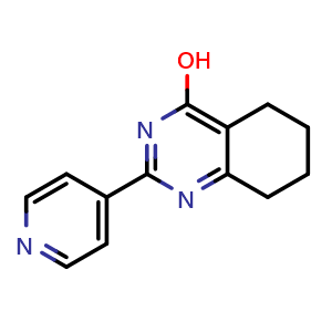 Chemical structure of 2-(pyridin-4-yl)-5,6,7,8-tetrahydroquinazolin-4-ol , CAS 204394-48-9, AChemBlock U130431