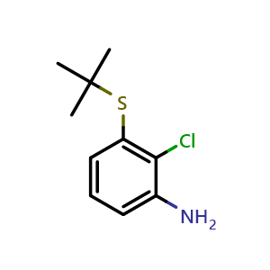 Chemical structure of 3-(tert-butylthio)-2-chlorobenzenamine , CAS 2055759-82-3, AChemBlock U130442