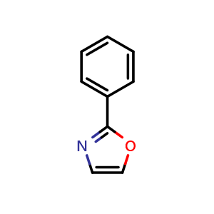 Chemical structure of 2-phenyloxazole , CAS 20662-88-8, AChemBlock U130454
