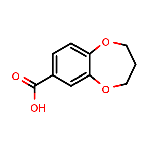 Chemical structure of 3,4-dihydro-2H-benzo[b][1,4]dioxepine-7-carboxylic acid , CAS 20825-89-2, AChemBlock U130461