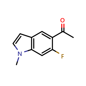 Chemical structure of 1-(6-fluoro-1-methyl-1H-indol-5-yl)ethan-1-one , CAS 2090866-71-8, AChemBlock U130477