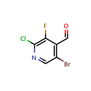 Chemical structure of 5-bromo-2-chloro-3-fluoroisonicotinaldehyde , CAS 2090900-94-8, AChemBlock U130480