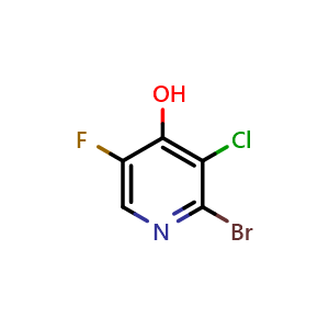 Chemical structure of 2-bromo-3-chloro-5-fluoropyridin-4-ol , CAS 2091180-03-7, AChemBlock U130483