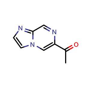 Chemical structure of 1-(imidazo[1,2-a]pyrazin-6-yl)ethan-1-one , CAS 2092087-24-4, AChemBlock U130489