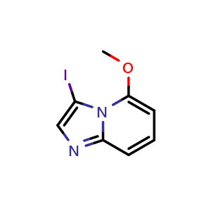 Chemical structure of 3-iodo-5-methoxyimidazo[1,2-a]pyridine , CAS 2092811-36-2, AChemBlock U130493
