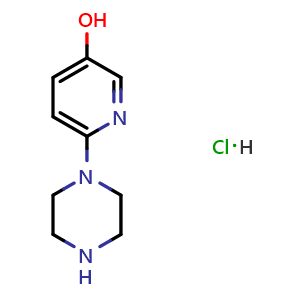 Chemical structure of 6-(piperazin-1-yl)pyridin-3-ol hydrochloride , CAS 2095329-63-6, AChemBlock U130497