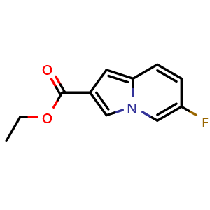 Chemical structure of ethyl 6-fluoroindolizine-2-carboxylate , CAS 2104179-31-7, AChemBlock U130501