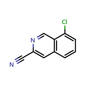 Chemical structure of 8-chloroisoquinoline-3-carbonitrile , CAS 2105075-42-9, AChemBlock U130505