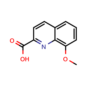 Chemical structure of 8-methoxyquinoline-2-carboxylic acid , CAS 21141-35-5, AChemBlock U130512