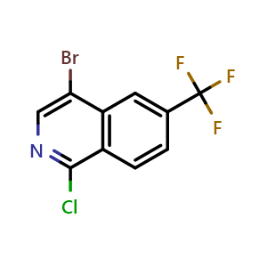 Chemical structure of 4-bromo-1-chloro-6-(trifluoromethyl)isoquinoline , CAS 2137601-21-7, AChemBlock U130530