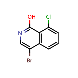 Chemical structure of 4-bromo-8-chloroisoquinolin-1-ol , CAS 2137784-18-8, AChemBlock U130535