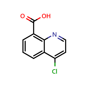 Chemical structure of 4-chloroquinoline-8-carboxylic acid , CAS 216257-37-3, AChemBlock U130541