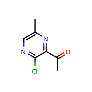 Chemical structure of 1-(3-chloro-6-methylpyrazin-2-yl)ethan-1-one , CAS 2167652-28-8, AChemBlock U130547