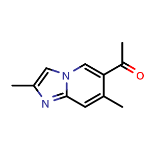 Chemical structure of 1-(2,7-dimethylimidazo[1,2-a]pyridin-6-yl)ethan-1-one , CAS 2167754-14-3, AChemBlock U130549