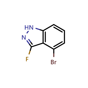 Chemical structure of 4-bromo-3-fluoro-1H-indazole , CAS 2168979-96-0, AChemBlock U130557
