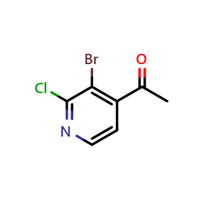 Chemical structure of 1-(3-bromo-2-chloropyridin-4-yl)ethan-1-one , CAS 2168985-54-2, AChemBlock U130558