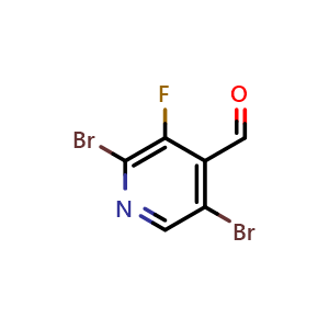 Chemical structure of 2,5-dibromo-3-fluoroisonicotinaldehyde , CAS 2169144-70-9, AChemBlock U130559