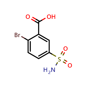 Chemical structure of 2-bromo-5-sulfamoylbenzoic acid , CAS 22361-61-1, AChemBlock U130605