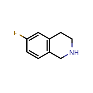 Chemical structure of 6-fluoro-1,2,3,4-tetrahydroisoquinoline , CAS 224161-37-9, AChemBlock U130609