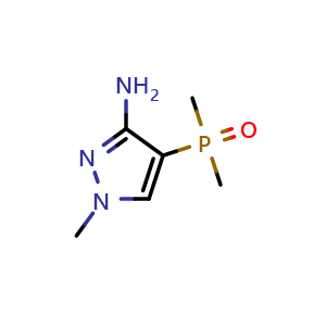 Chemical structure of (3-amino-1-methyl-1H-pyrazol-4-yl)dimethylphosphine oxide , CAS 2243511-85-3, AChemBlock U130612