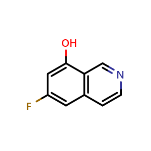 Chemical structure of 6-fluoroisoquinolin-8-ol , CAS 2247465-25-2, AChemBlock U130613