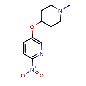 Chemical structure of 5-((1-methylpiperidin-4-yl)oxy)-2-nitropyridine , CAS 2285422-52-6, AChemBlock U130628