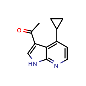 Chemical structure of 1-(4-cyclopropyl-1H-pyrrolo[2,3-b]pyridin-3-yl)ethan-1-one , CAS 2304884-74-8, AChemBlock U130643