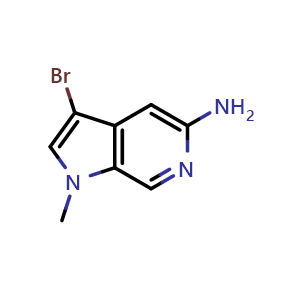 Chemical structure of 3-bromo-1-methyl-1H-pyrrolo[2,3-c]pyridin-5-amine , CAS 2368945-99-5, AChemBlock U130661