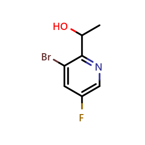 Chemical structure of 1-(3-bromo-5-fluoropyridin-2-yl)ethan-1-ol , CAS 2385522-00-7, AChemBlock U130675