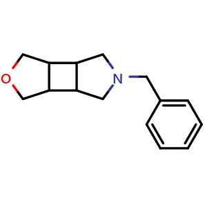 Chemical structure of 5-benzyloctahydro-1H-furo[3',4':3,4]cyclobuta[1,2-c]pyrrole , CAS 2386009-33-0, AChemBlock U130677