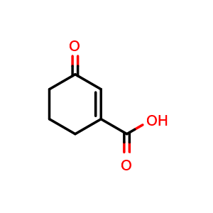 Chemical structure of 3-Oxocyclohex-1-ene-1-carboxylic acid , CAS 24079-79-6, AChemBlock U130683